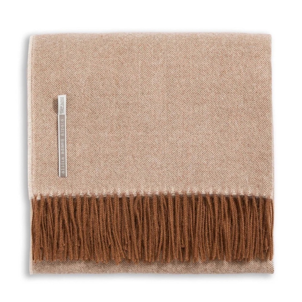 Alicia Adams Alpaca Herringbone Throw NEW